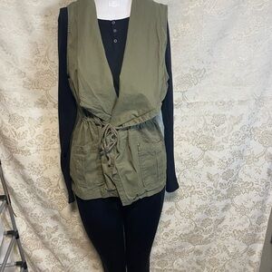 Me Jane Olive Green Cotton Vest